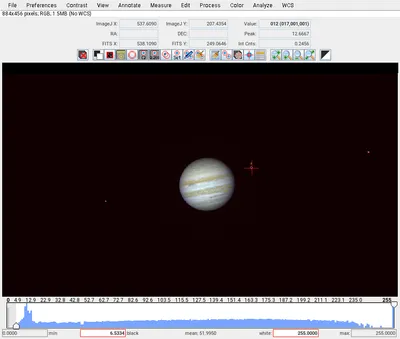 AstroImageJ displaying an image of Jupiter