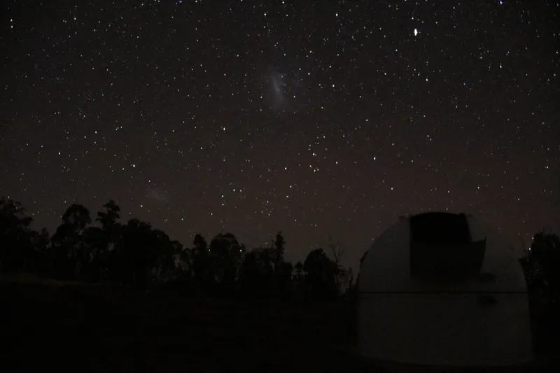 Magellanic Clouds over the CDK20 dome at Mt. Kent in May 2018